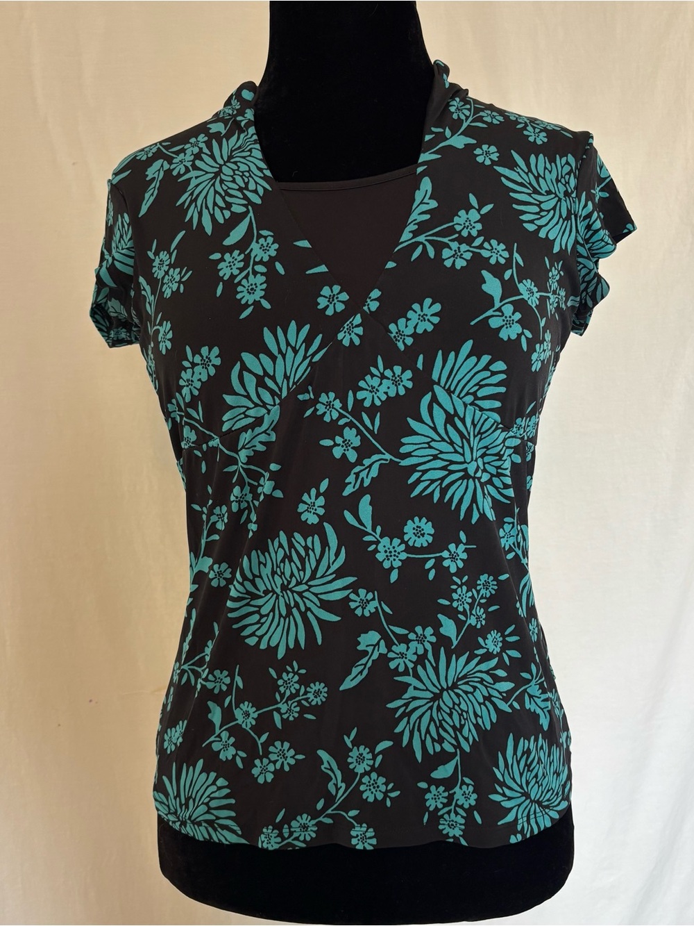 Revolution Floral Blouse Teal Black Soft Goth Whimsy Layer Top M